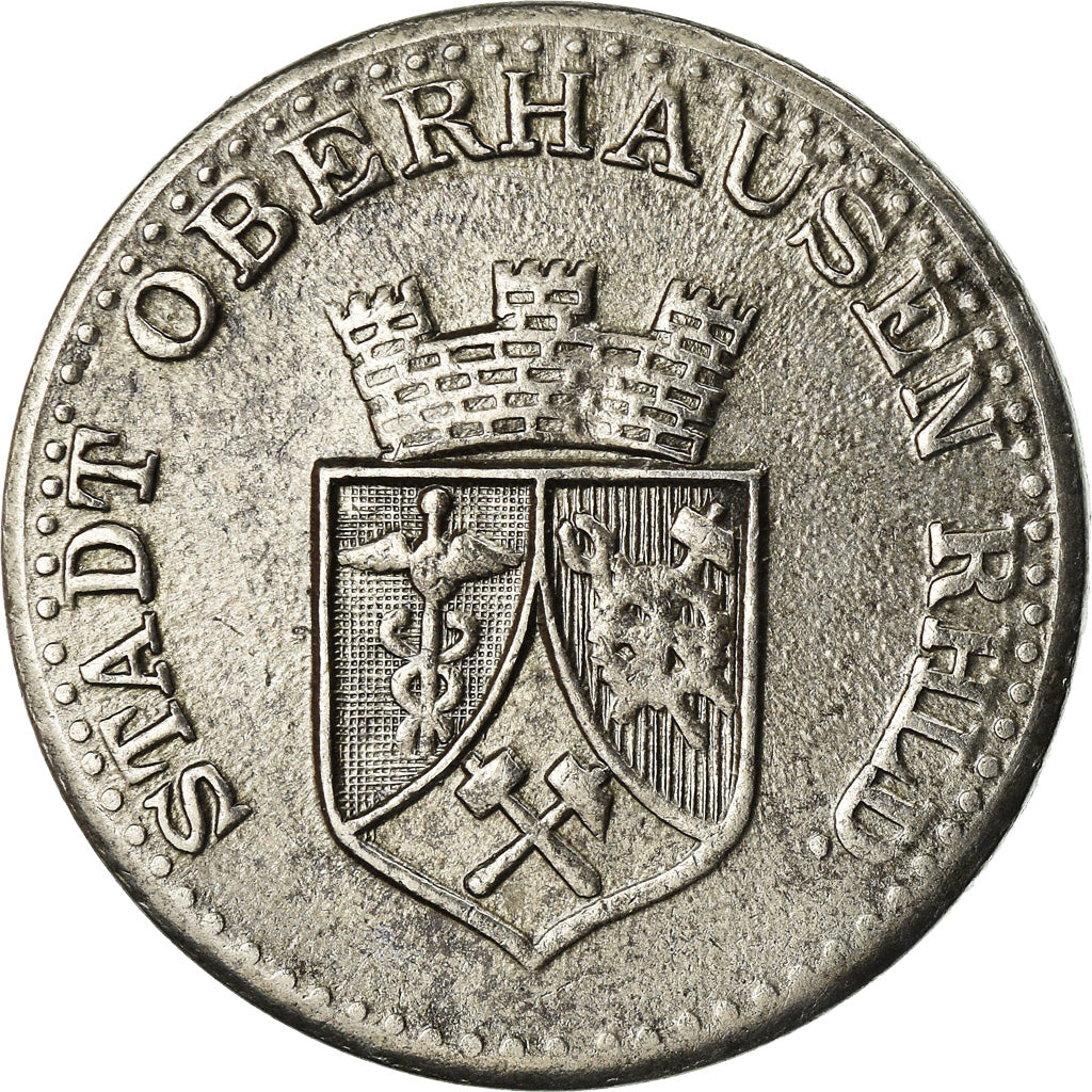 Coin, Germany, Kriegsgeld, Oberhausen, 25 Pfennig, 1919, AU(55-58), Iron
