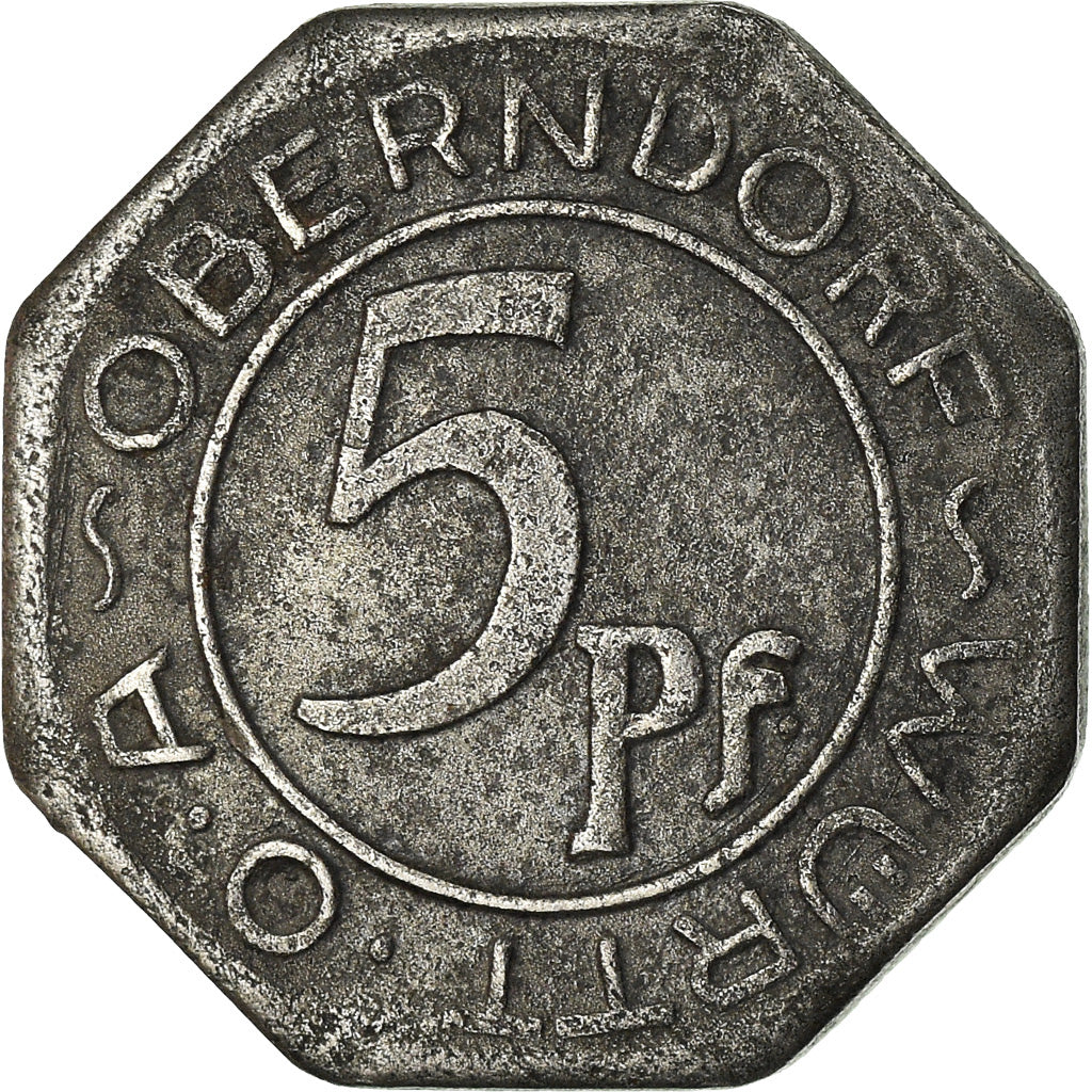 Coin, Germany, Kriegsgeld, Oberndorf, 5 Pfennig, 1918, AU(50-53), Iron