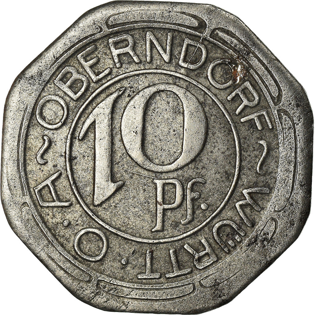 Coin, Germany, Kriegsgeld, Oberndorf, 10 Pfennig, 1918, EF(40-45), Iron