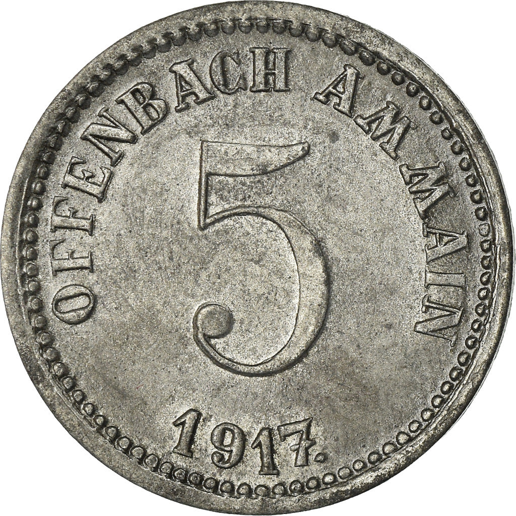 Coin, Germany, Notgeld, Offenbach am Main, 5 Pfennig, 1917, EF(40-45), Zinc