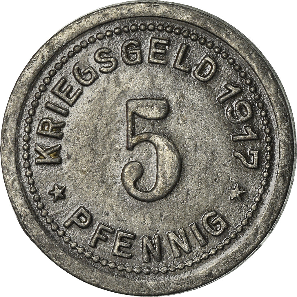 Monnaie, Allemagne, Kriegsgeld, Ohligs, 5 Pfennig, 1917, SUP, Zinc