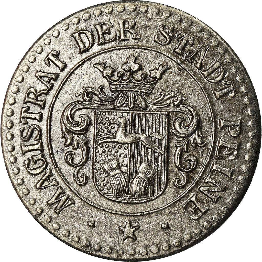 Münze, Deutschland, Kleingeldersatzmarke, Peine, 10 Pfennig, VZ, Iron