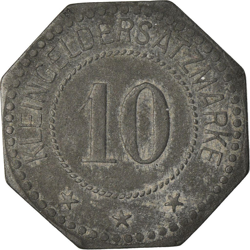 Moneta, Germania, Kleingeldersatzmarke, Pirmasens, 10 Pfennig, 1917, BB, Zinco