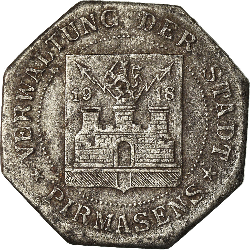 Monnaie, Allemagne, Kleingeldersatzmarke, Pirmasens, 10 Pfennig, 1918, TTB, Iron