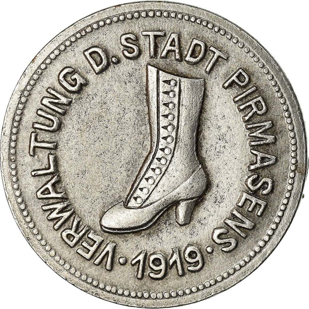 Münze, Deutschland, Kleingeldersatzmarke, Pirmasens, 10 Pfennig, 1919, VZ, Iron