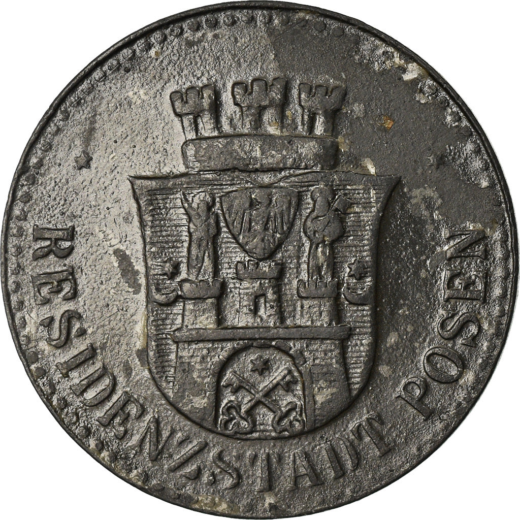 Coin, Germany, Geldersatzmarke, Posen, 10 Pfennig, 1917, EF(40-45), Zinc