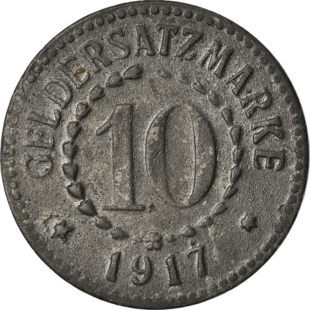 Coin, Germany, Geldersatzmarke, Posen, 10 Pfennig, 1917, EF(40-45), Zinc
