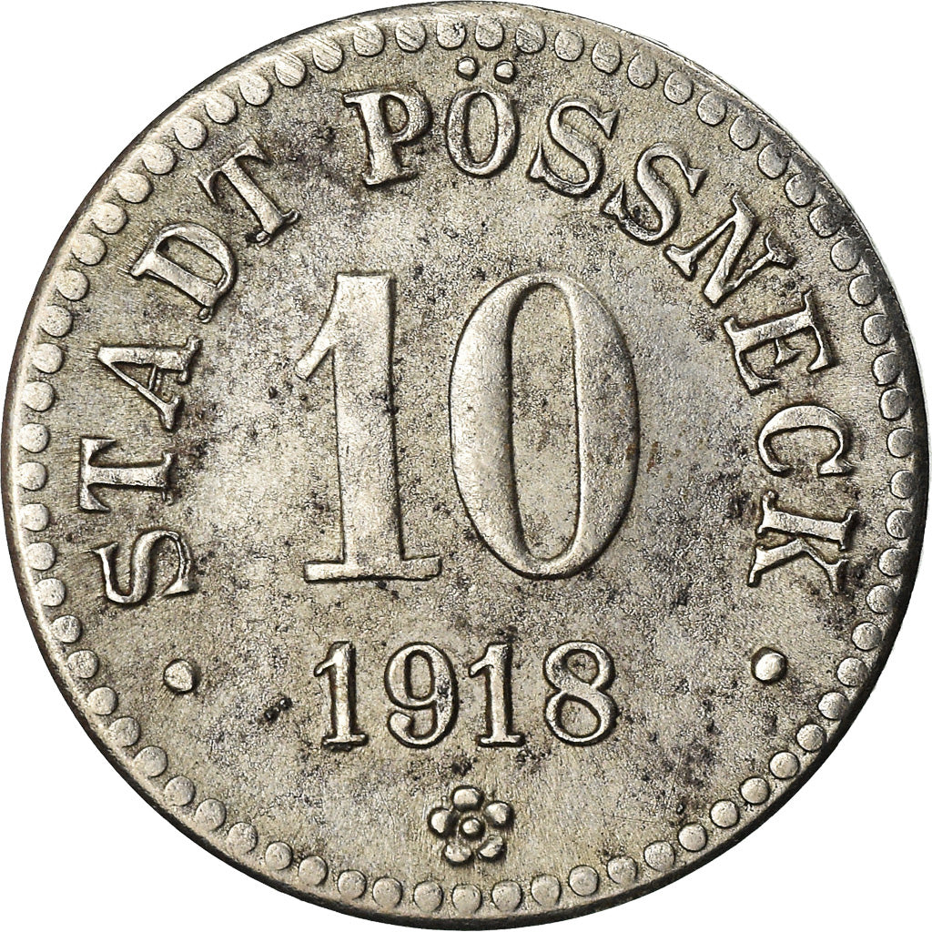 Coin, Germany, Notgeld, Pössneck, 10 Pfennig, 1918, EF(40-45), Iron