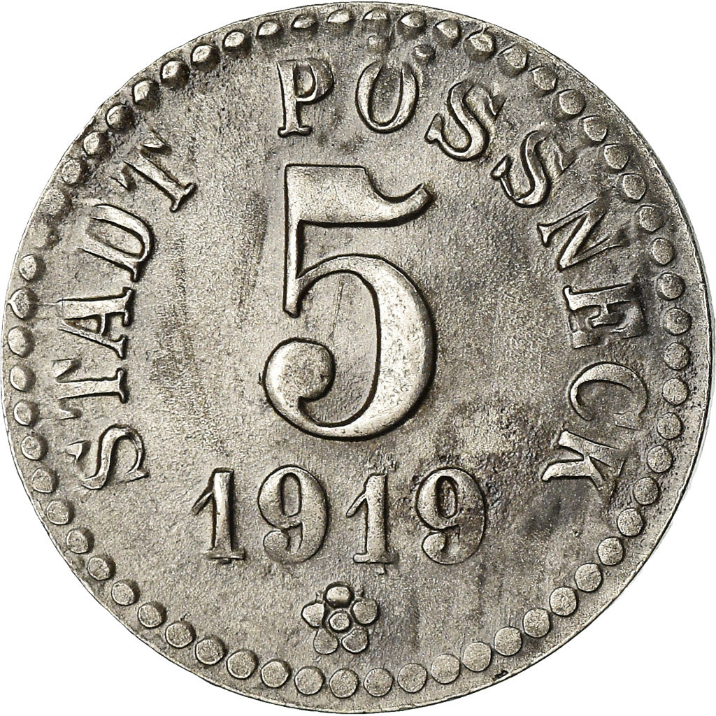 Coin, Germany, Notgeld, Pössneck, 5 Pfennig, 1919, EF(40-45), Iron