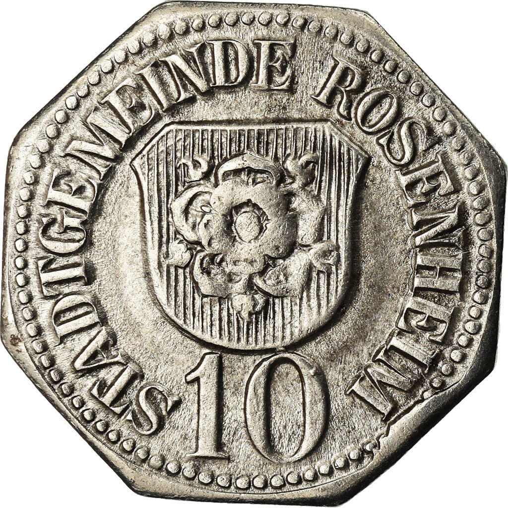 Coin, Germany, Kleingeldersatzmarke, Rosenheim, 10 Pfennig, 1918, AU(50-53)