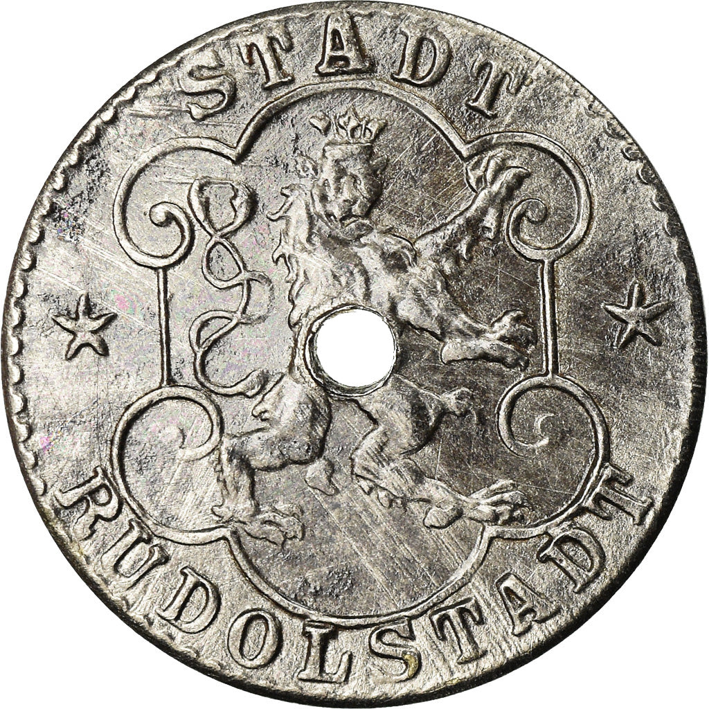 Coin, Germany, Kriegsnotgeld, Rudolstadt, 5 Pfennig, 1918, AU(50-53), Iron
