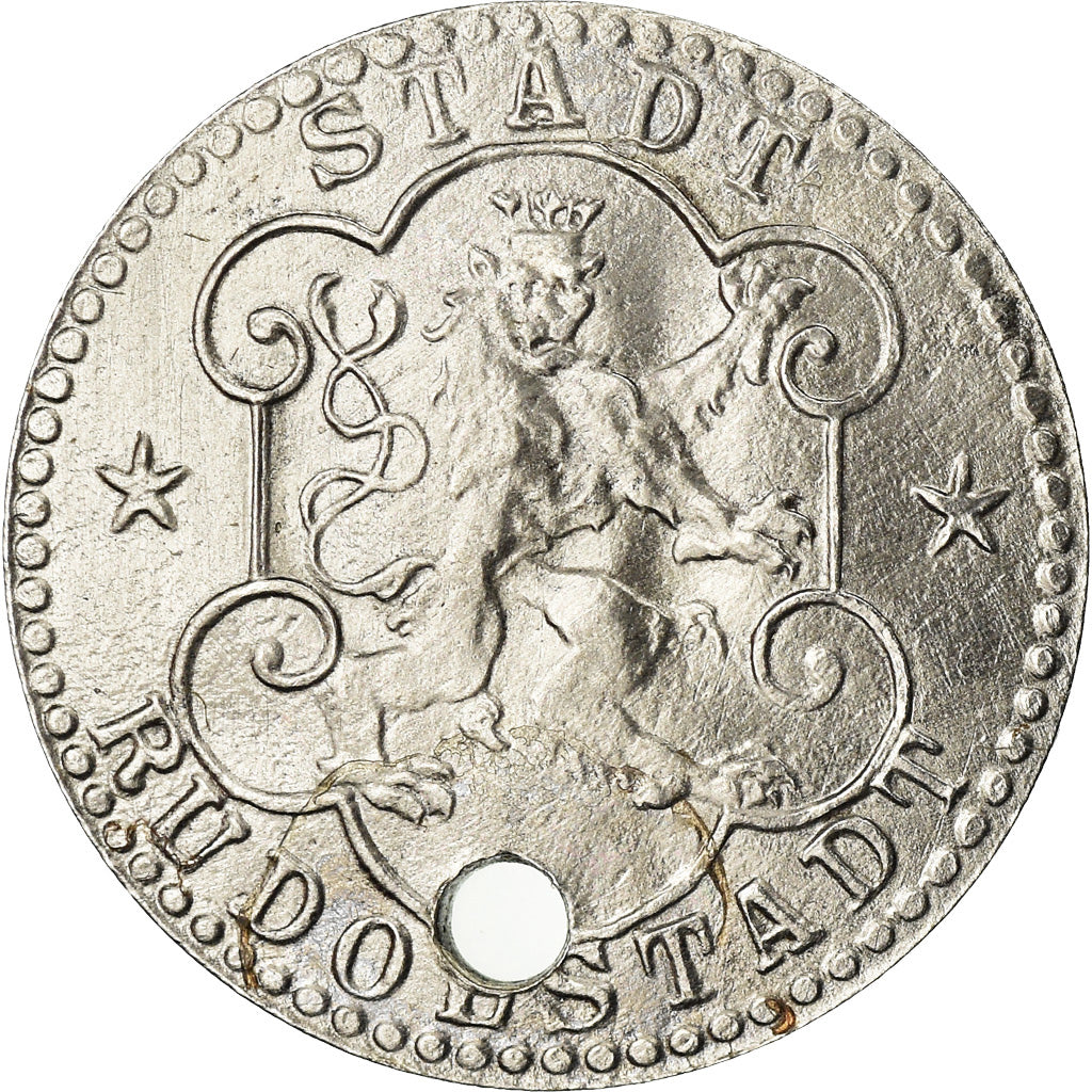 Coin, Germany, Kriegsnotgeld, Rudolstadt, 10 Pfennig, 1918, AU(50-53), Iron