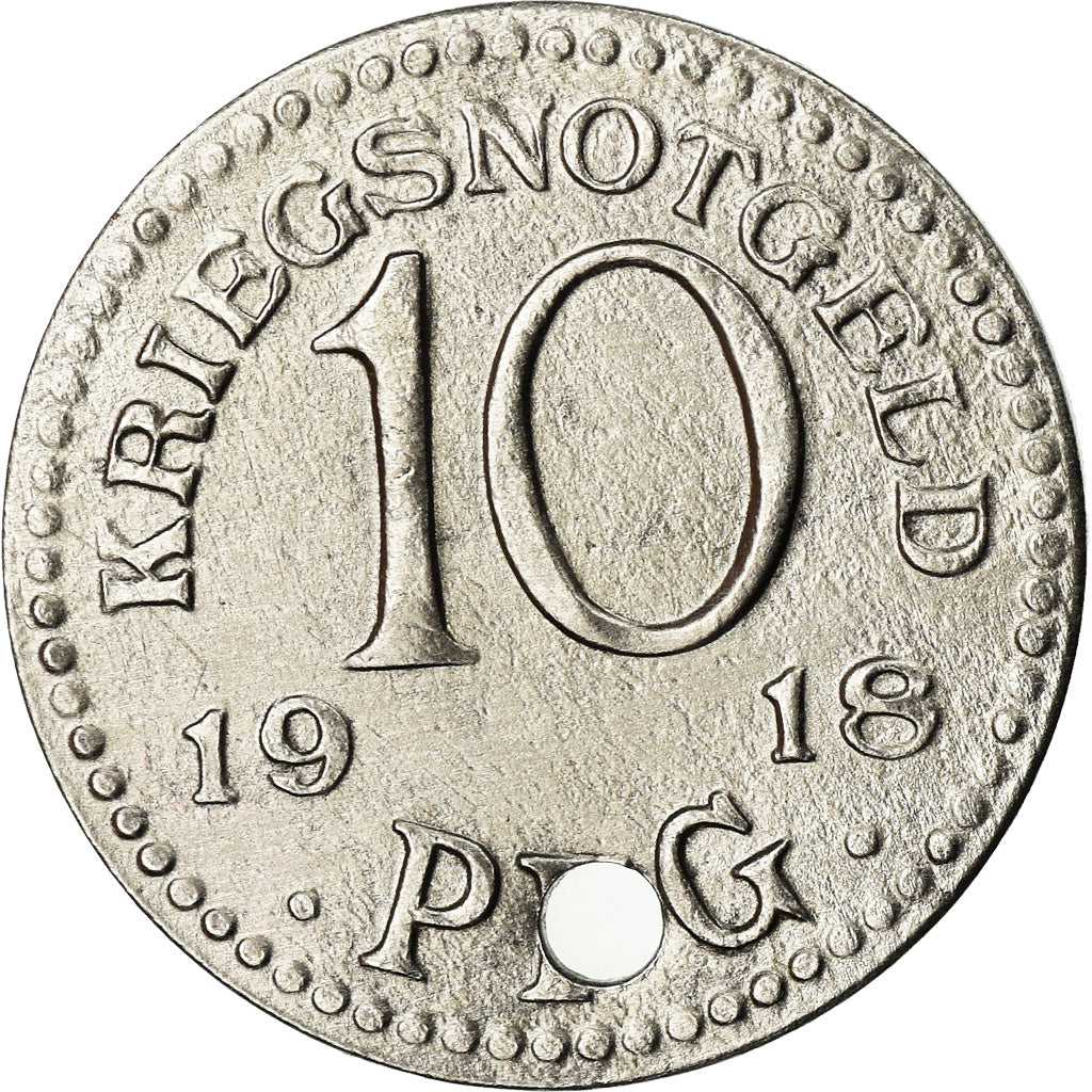 Coin, Germany, Kriegsnotgeld, Rudolstadt, 10 Pfennig, 1918, AU(50-53), Iron