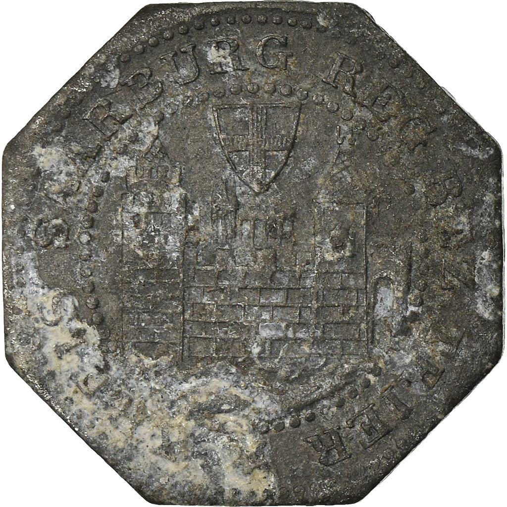 Coin, Germany, Kleingeldersatzmarke, Saarburg, Pfennig, AU(55-58), Zinc