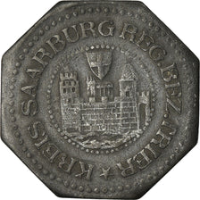 Coin, Germany, Kleingeldersatzmarke, Saarburg, 10 Pfennig, EF(40-45), Zinc