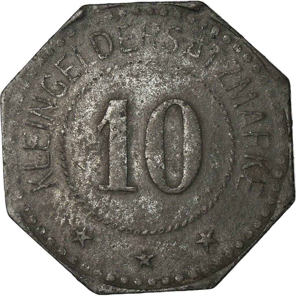 Coin, Germany, Kleingeldersatzmarke, Saarburg, 10 Pfennig, EF(40-45), Zinc