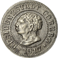 Coin, Germany, Kleingeldersatzmarke, Coburg, 5 Pfennig, 1917, AU(55-58), Iron