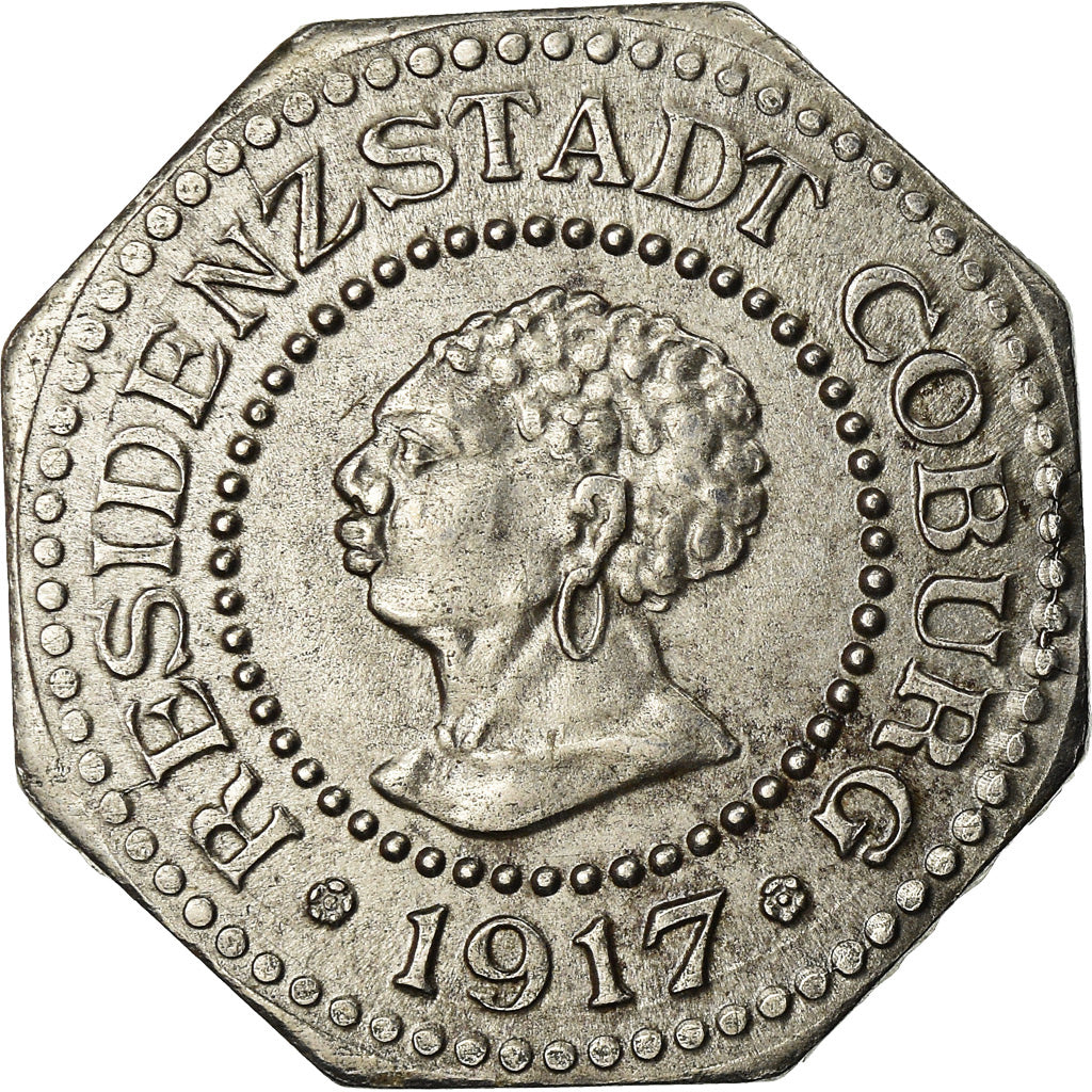 Moeda, Alemanha, Kleingeldersatzmarke, Coburg, 10 Pfennig, 1917, AU(55-58)