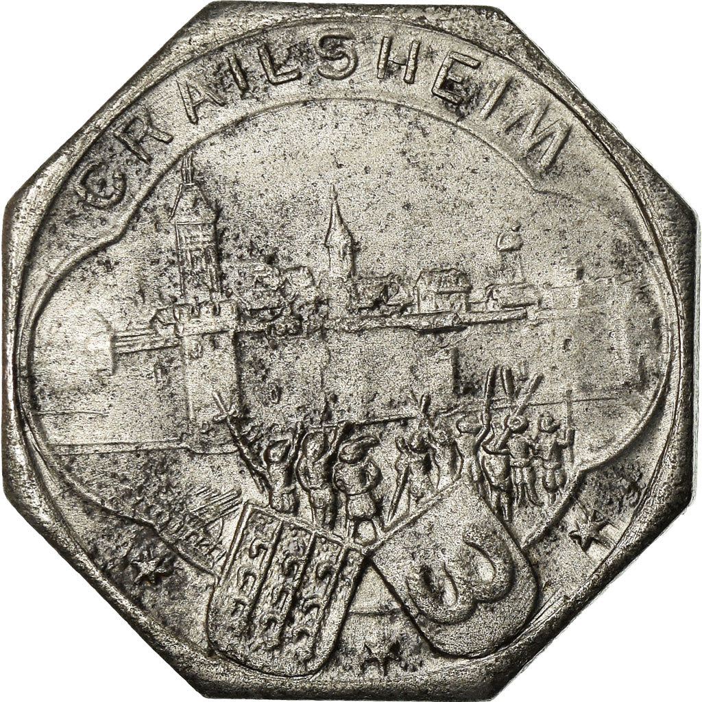 Moneta, Germania, Kriegsnotgeld, Crailsheim, 10 Pfennig, 1918, BB+, Ferro