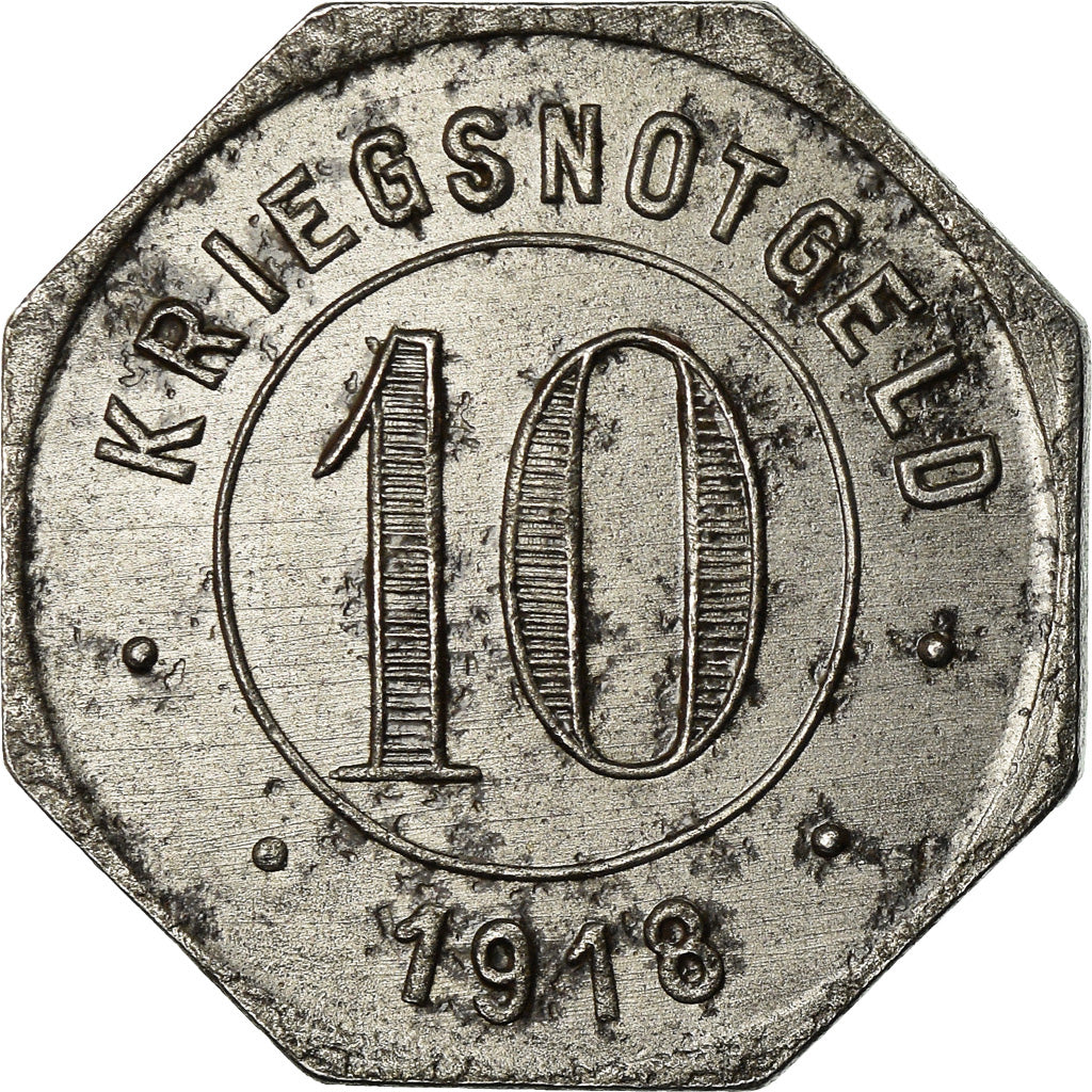 Moneta, Germania, Kriegsnotgeld, Crailsheim, 10 Pfennig, 1918, BB+, Ferro