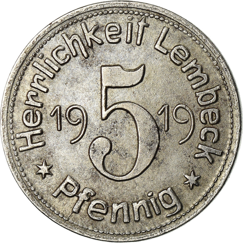 Coin, Germany, 1000 jährige Vehm-Eiche, Lembeck, 5 Pfennig, 1919, AU(50-53)