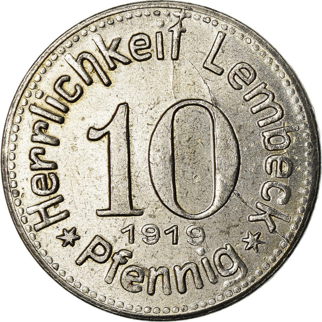 Coin, Germany, 1000 jährige Vehm-Eiche, Lembeck, 10 Pfennig, 1919, AU(55-58)