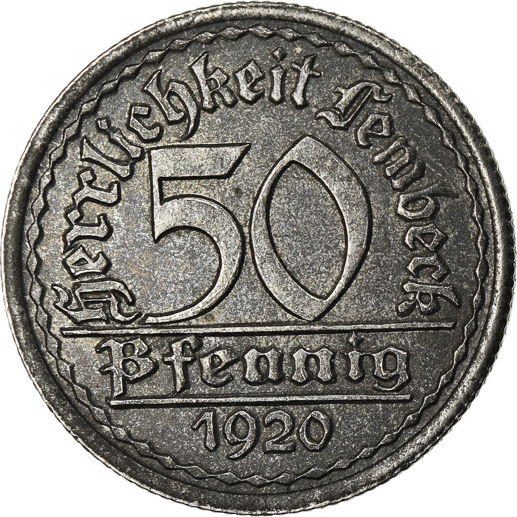 Coin, Germany, 1000 jährige Vehm-Eiche, Lembeck, 50 Pfennig, 1920, AU(50-53)