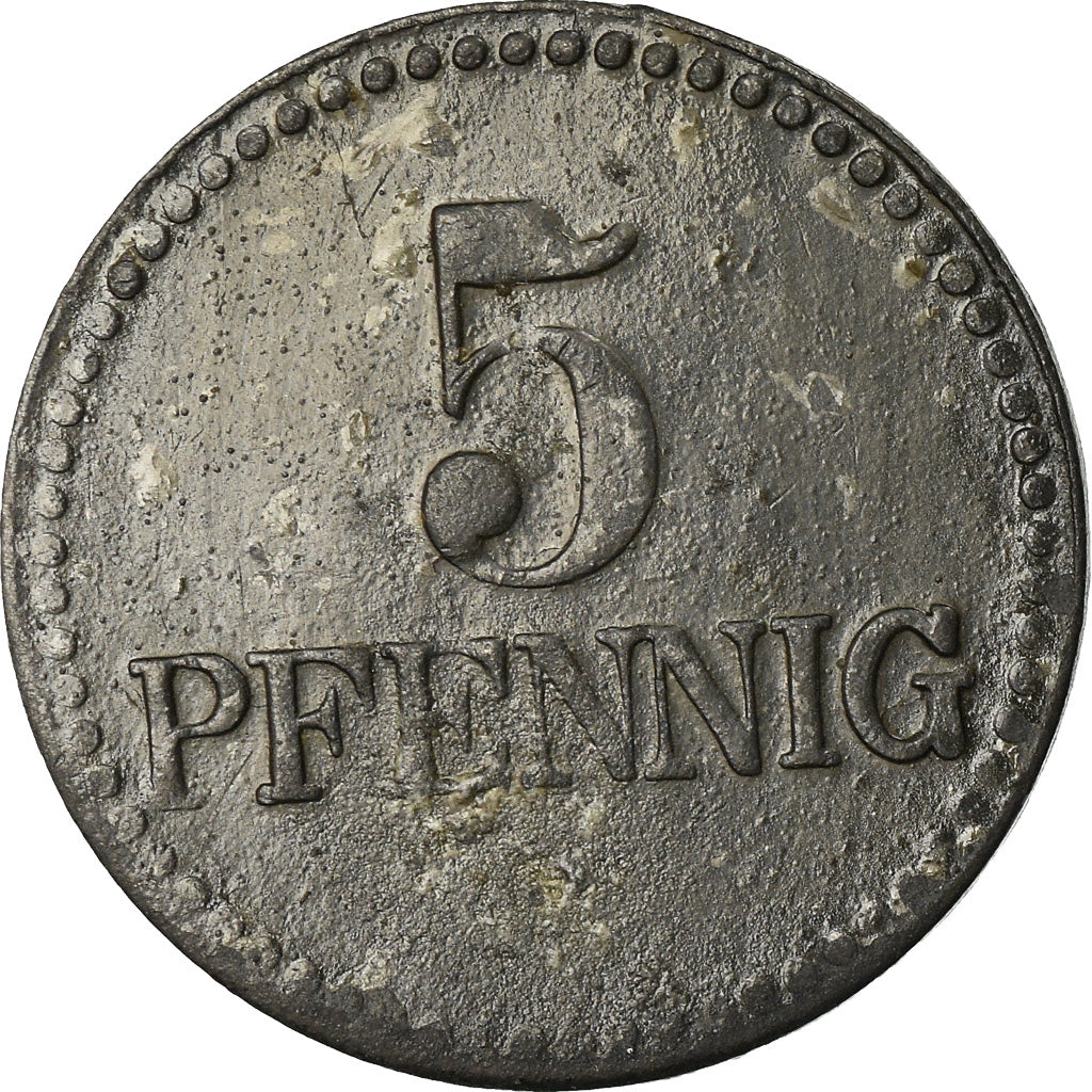 Münze, Deutschland, Landkreis, Lennep, 5 Pfennig, 1917, SS, Zinc