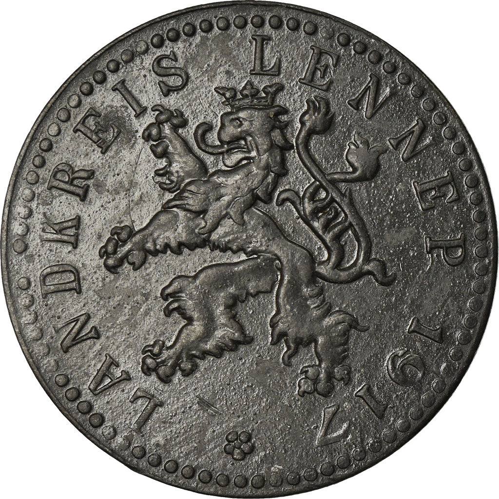 Coin, Germany, Landkreis, Lennep, 50 Pfennig, 1917, EF(40-45), Zinc