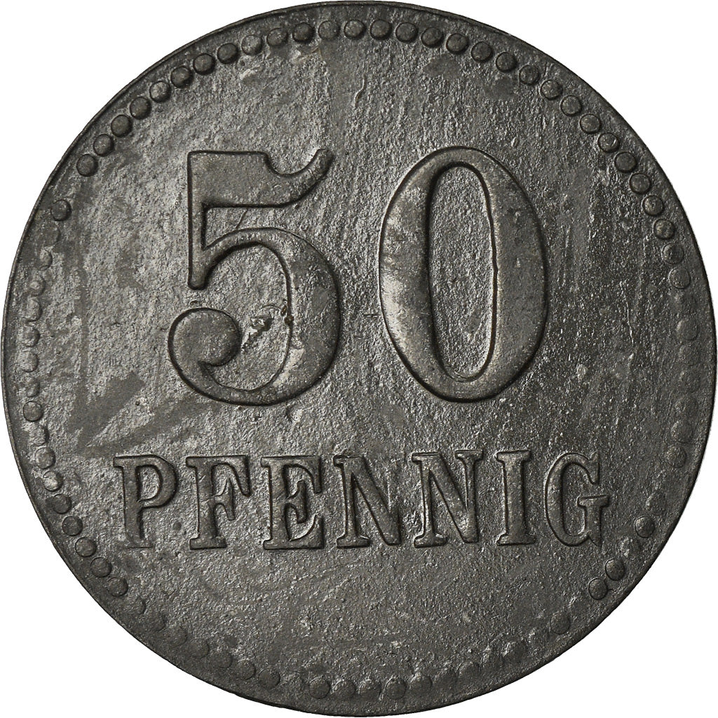 Coin, Germany, Landkreis, Lennep, 50 Pfennig, 1917, EF(40-45), Zinc