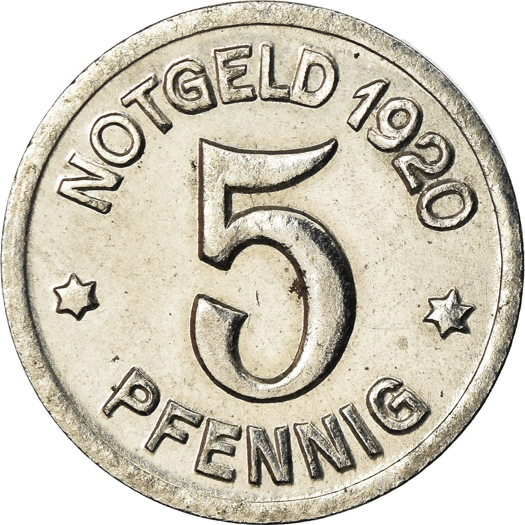 Coin, Germany, Notgeld, Lörrach, 5 Pfennig, 1920, MS(60-62), Iron