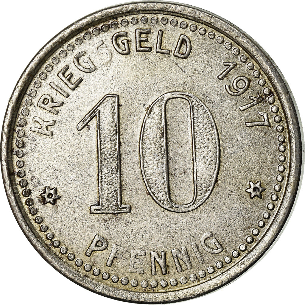 Coin, Germany, Kriegsgeld, Lüdenscheid, 10 Pfennig, 1917, AU(50-53), Iron