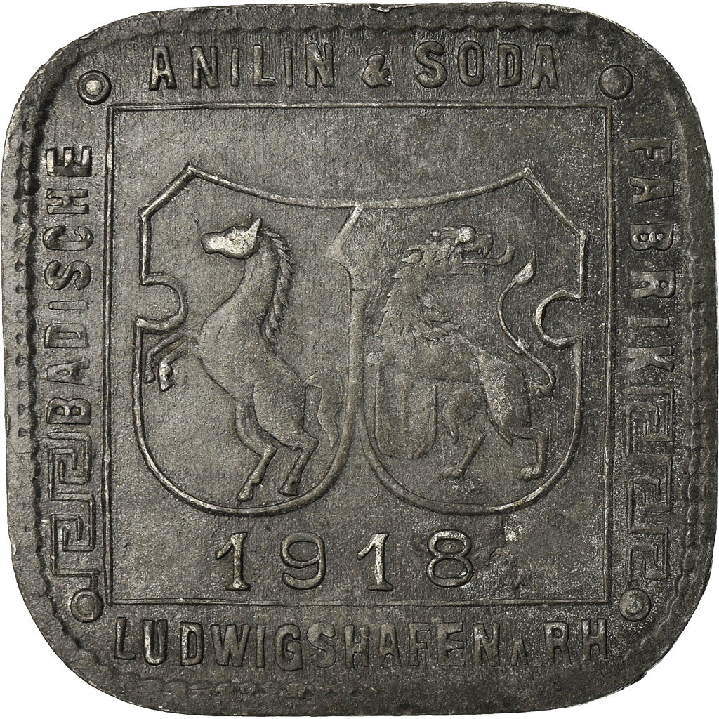 Munten, Duitsland, Ersatzgeld, Ludwigshafen am Rhein, 50 Pfennig, 1918, ZF, Zinc