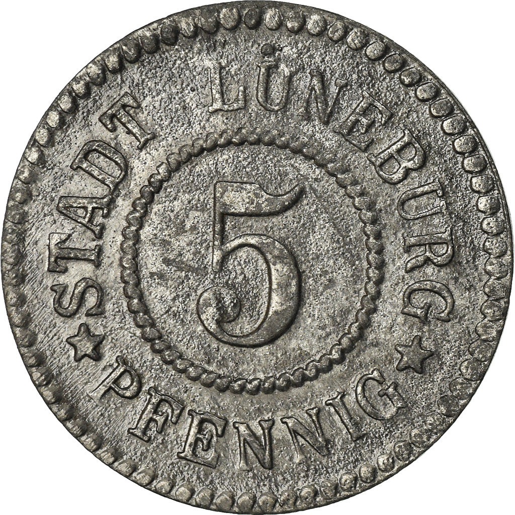 Moneta, Germania, Kleingeldersatzmarke, Lüneburg, 5 Pfennig, BB, Zinco