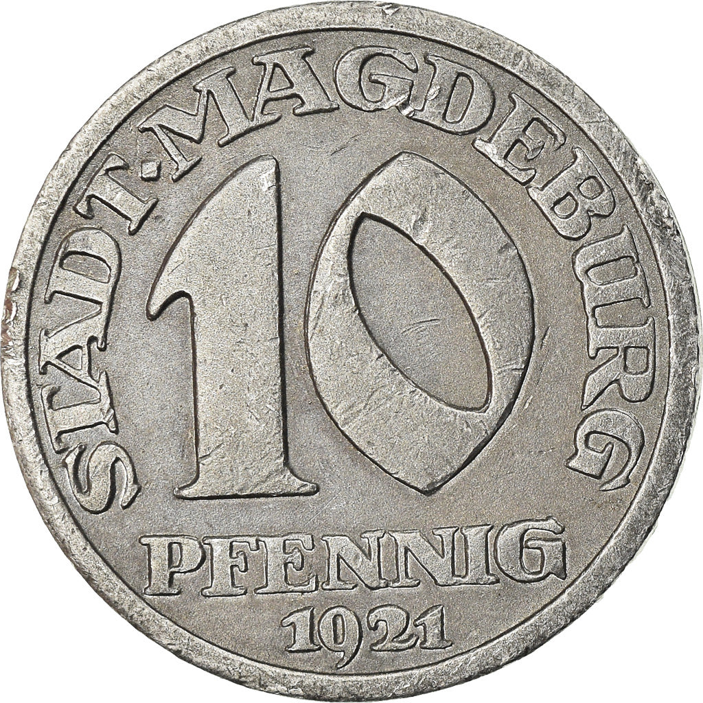 Moneta, Germania, Notgeld, Magdeburg, 10 Pfennig, 1921, BB+, Alluminio
