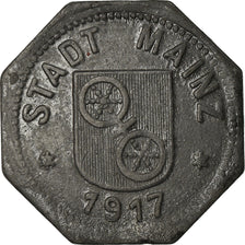 Coin, Germany, Kleingeldersatzmarke, Mainz, 10 Pfennig, 1917, EF(40-45), Zinc