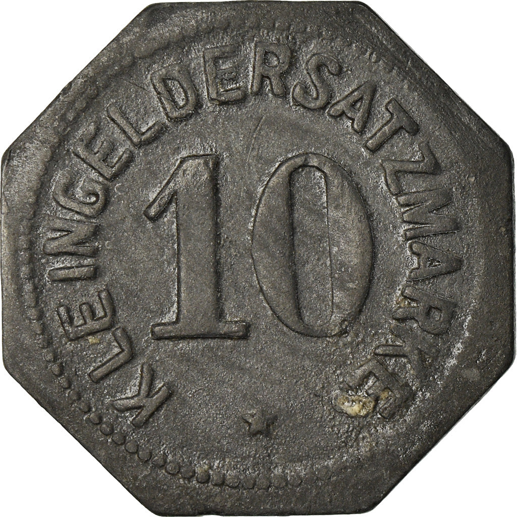 Coin, Germany, Kleingeldersatzmarke, Mainz, 10 Pfennig, 1917, EF(40-45), Zinc