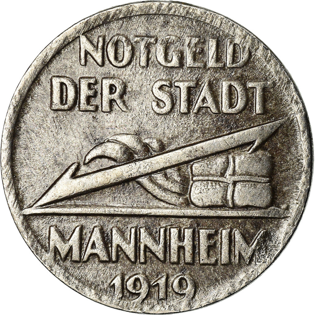 Coin, Germany, Notgeld, Mannheim, 5 Pfennig, 1919, AU(50-53), Iron