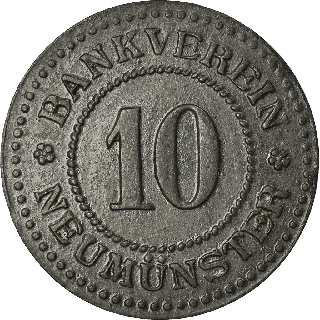 Coin, Germany, Kleingeldersatzmarke, Neumünster, 10 Pfennig, AU(50-53), Zinc