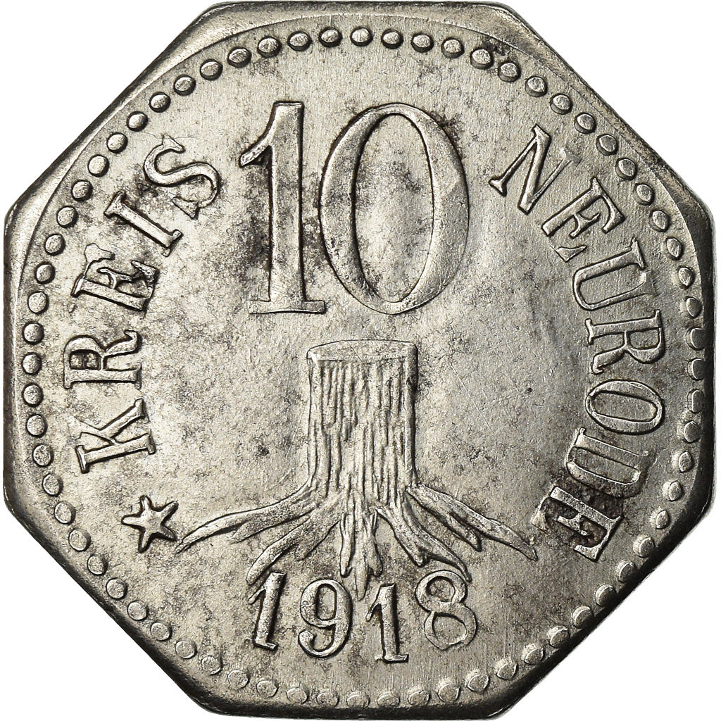 Coin, Germany, Kriegsgeld, Neurode, 10 Pfennig, 1918, AU(50-53), Iron