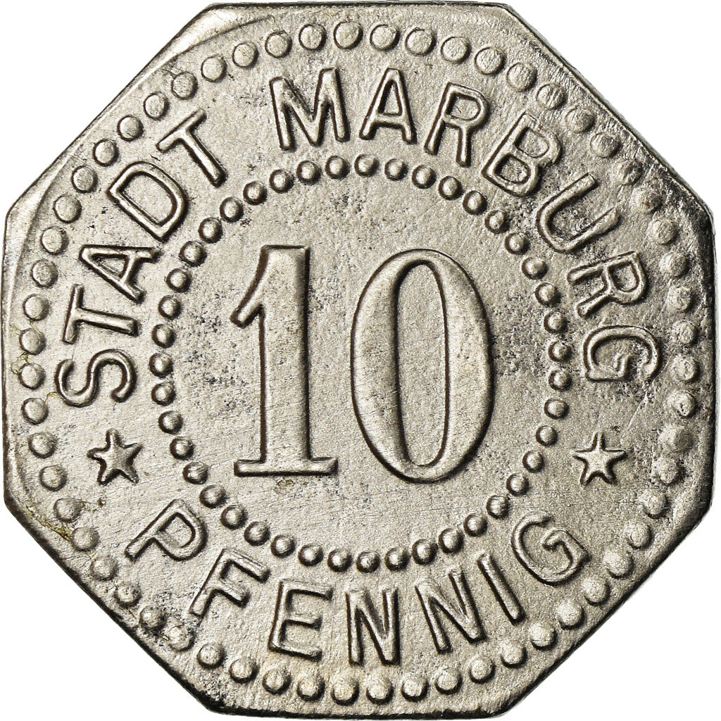 Monnaie, Allemagne, Kleingeldersatz, Marburg, 10 Pfennig, 1917, TTB+, Iron