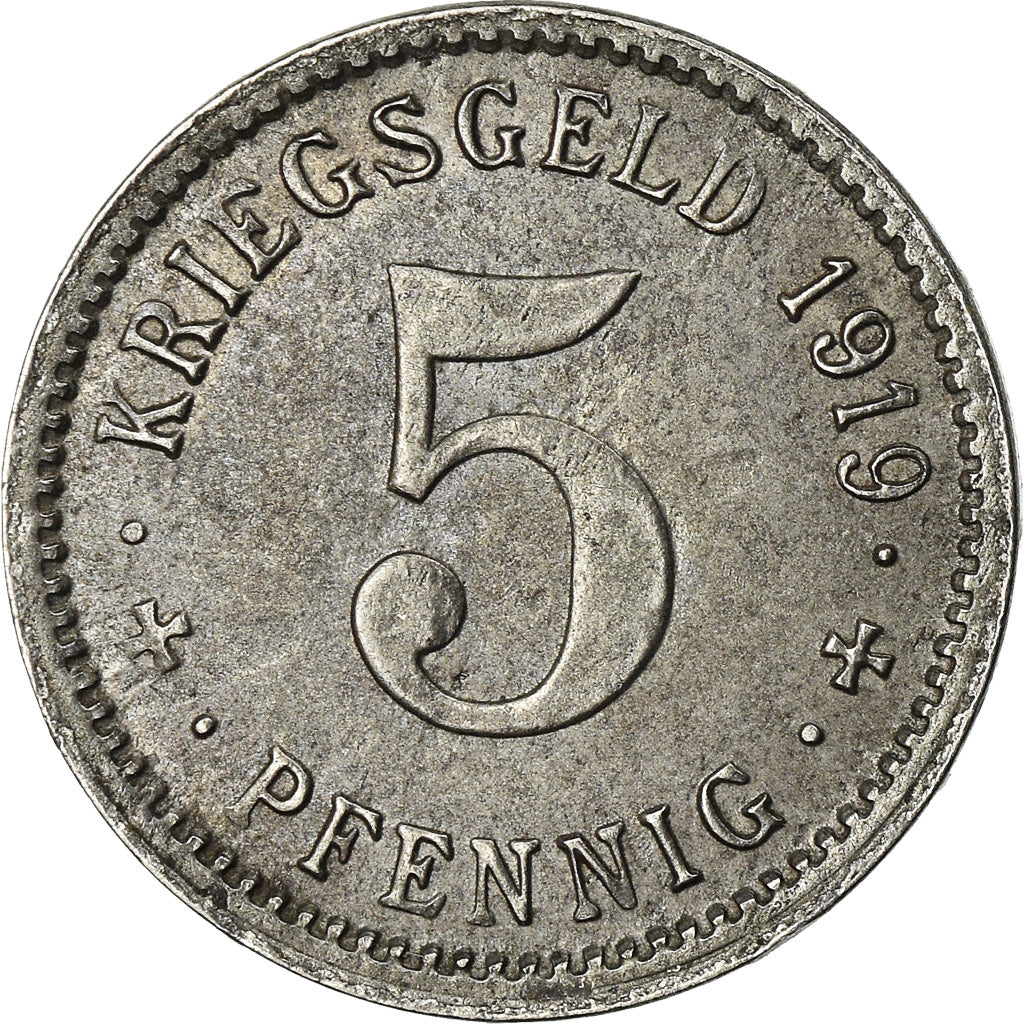 Coin, Germany, Kriegsgeld, Menden, 5 Pfennig, 1919, AU(50-53), Iron