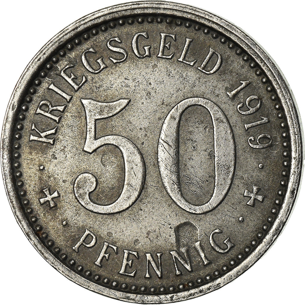 Coin, Germany, Kriegsgeld, Menden, 50 Pfennig, 1919, AU(50-53), Iron