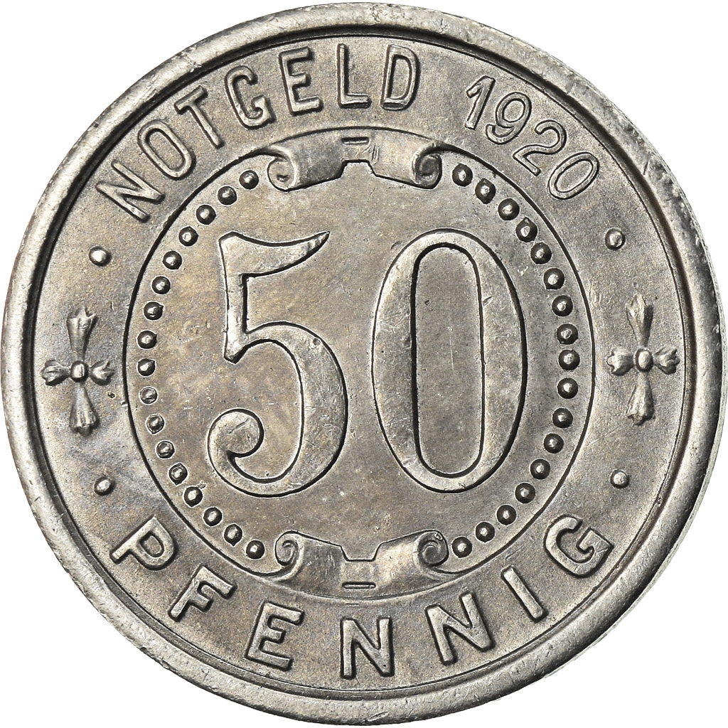 Coin, Germany, Notgeld, Menden, 50 Pfennig, 1920, AU(55-58), Aluminum