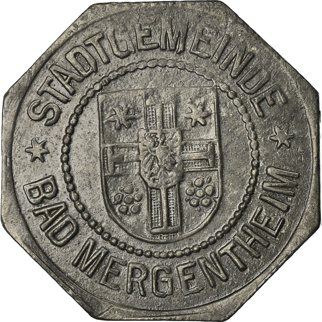 Coin, Germany, Kleingeldersatz, Mergentheim, 5 Pfennig, 1920, AU(50-53), Zinc