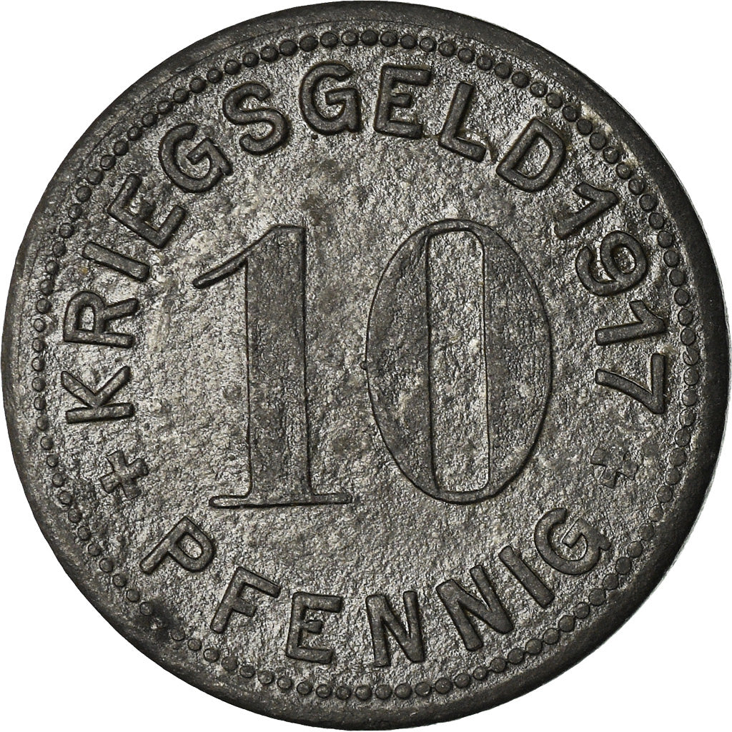 Coin, Germany, Kriegsgeld, Mettmann, 10 Pfennig, 1917, EF(40-45), Zinc