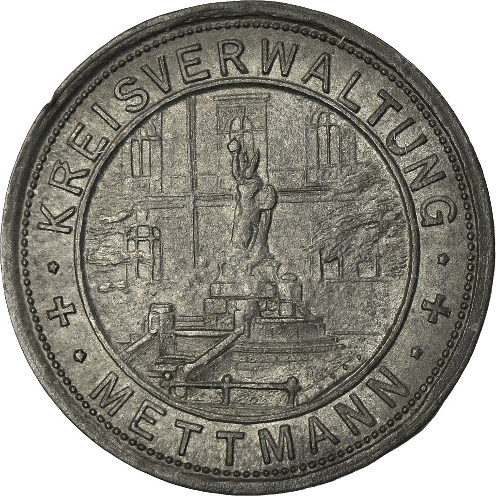 Coin, Germany, Kriegsgeld, Mettmann, 50 Pfennig, 1917, AU(50-53), Zinc