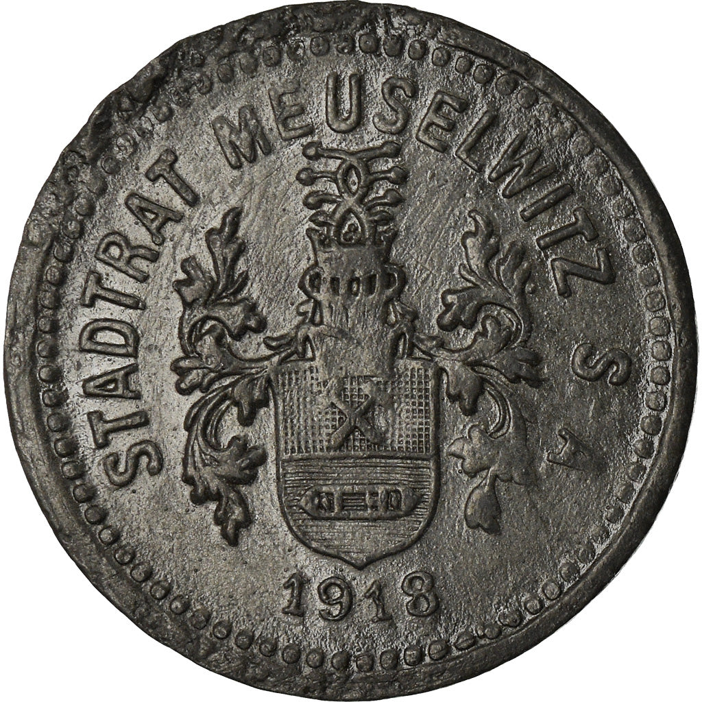 Coin, Germany, Kleingeldersatz, Meuselwitz, 5 Pfennig, 1918, AU(50-53), Zinc