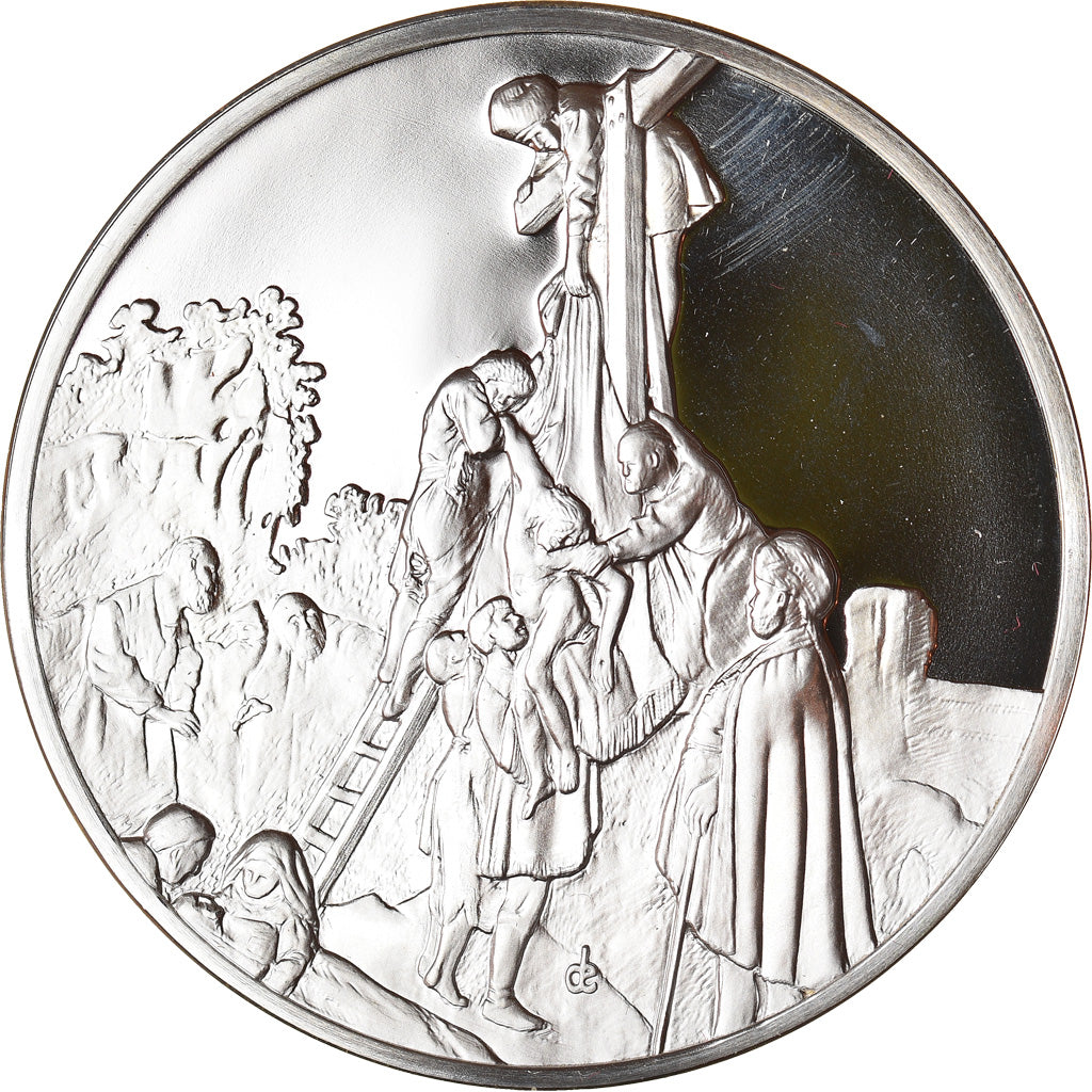 France, Medal, Peinture, Rembrandt, La Descente de Croix, MS(65-70), Silver