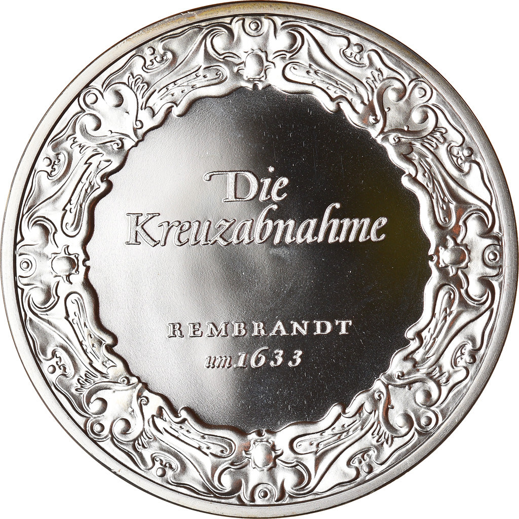 France, Medal, Peinture, Rembrandt, La Descente de Croix, MS(65-70), Silver